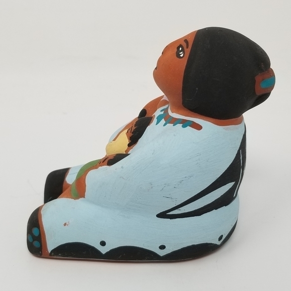 Acoma Storyteller Doll Three Children Native American Pottery Figurine Signed - Picture 15 of 16